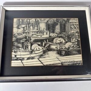 Nautical Black and White Art Print in Silver Frame